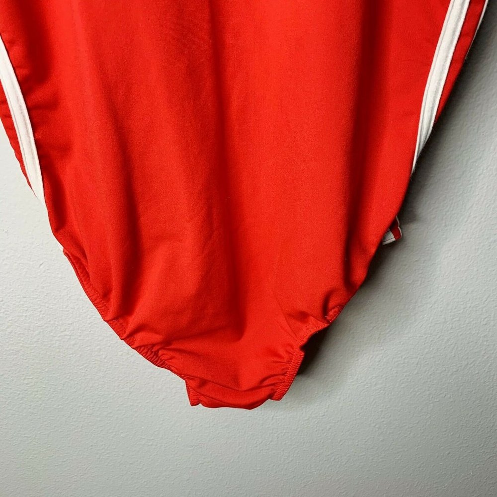 Adidas Red White 3 Stripe Bodysuit Size XL - Picture 3 of 5